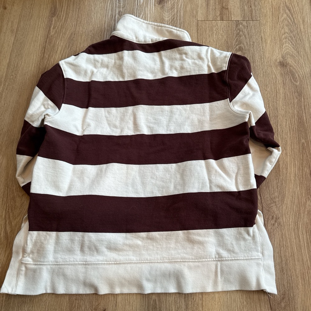 Z Supply Brown and Cream Striped Sweatshirt - Picture 2 of 2